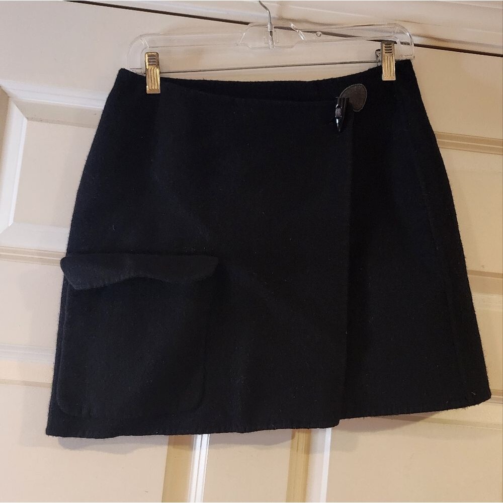 Carole Little black wool blend mini skirt size 12